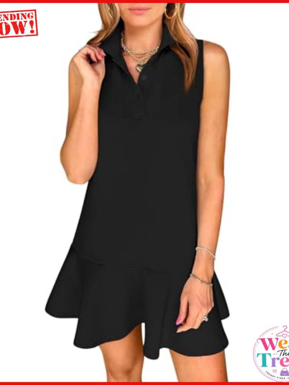 Women's Sleeveless Polo Shift Mini Dress with Collar, Athletic Tennis Golf